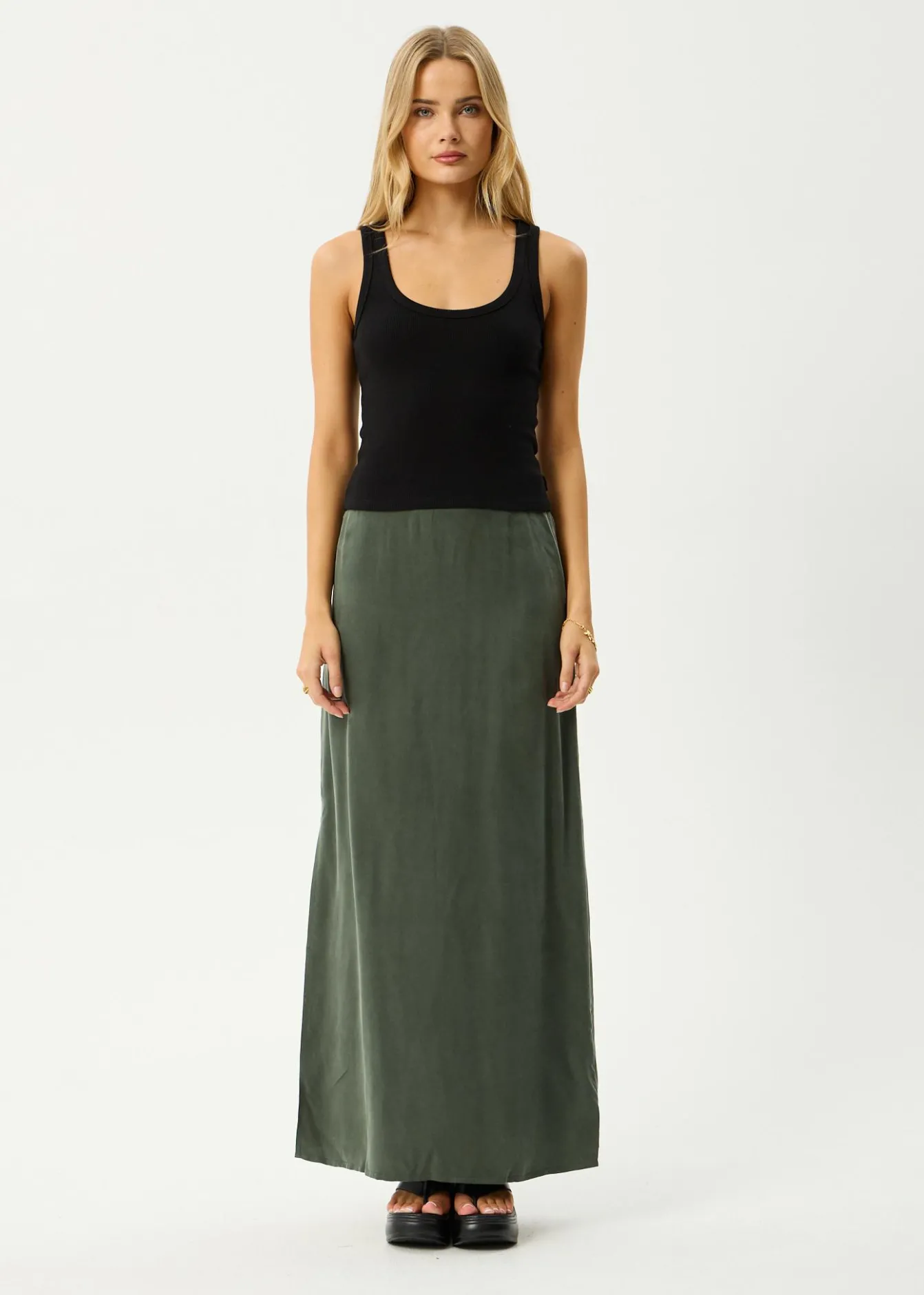 Skirts<Afends Grace - Cupro Maxi Skirt Deep Green