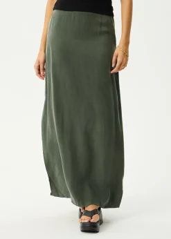 Skirts<Afends Grace  - Cupro Maxi Skirt Deep Green