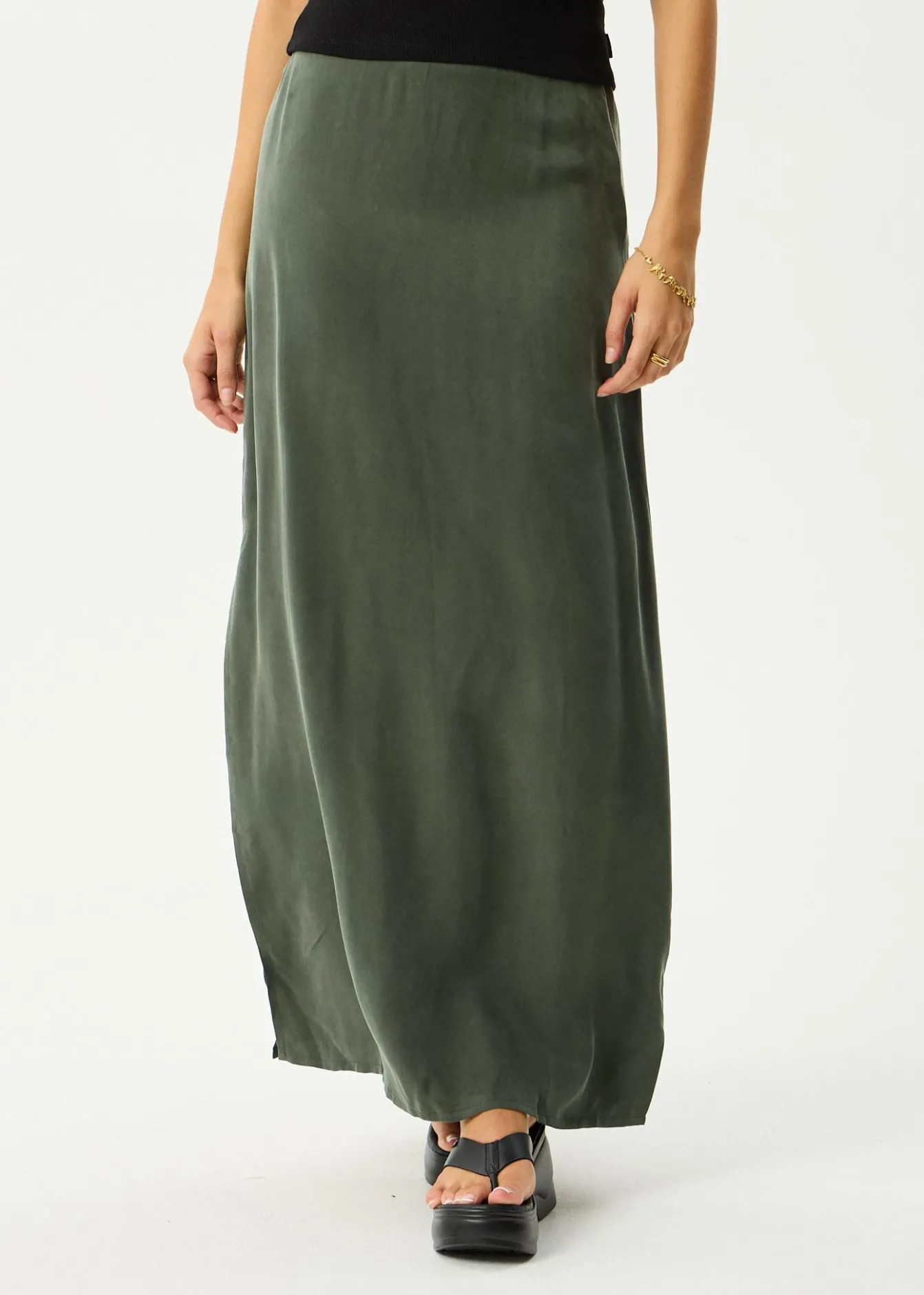 Skirts<Afends Grace - Cupro Maxi Skirt Deep Green