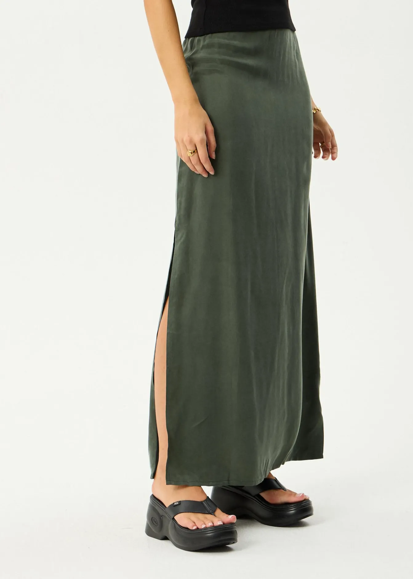 Skirts<Afends Grace - Cupro Maxi Skirt Deep Green