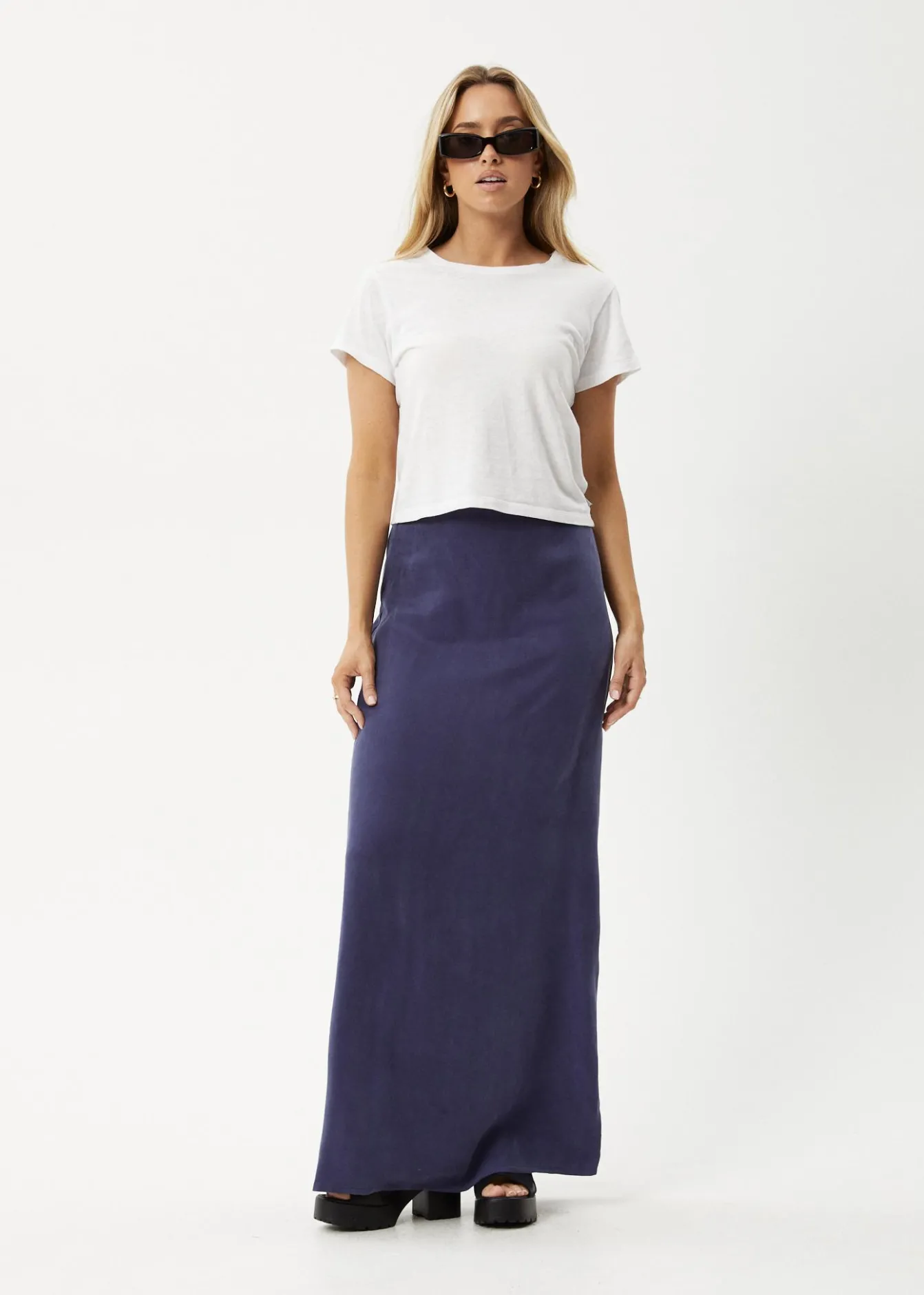 Skirts<Afends Grace - Cupro Maxi Skirt Navy
