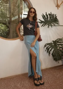 Sets & Co-Ords|Skirts<Afends Grace  - Cupro Maxi Skirt Ether Blue