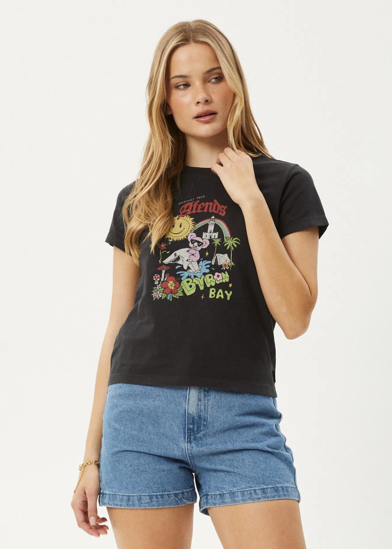 Tees & Shirts<Afends Greetings - Regular Tee Stone Black