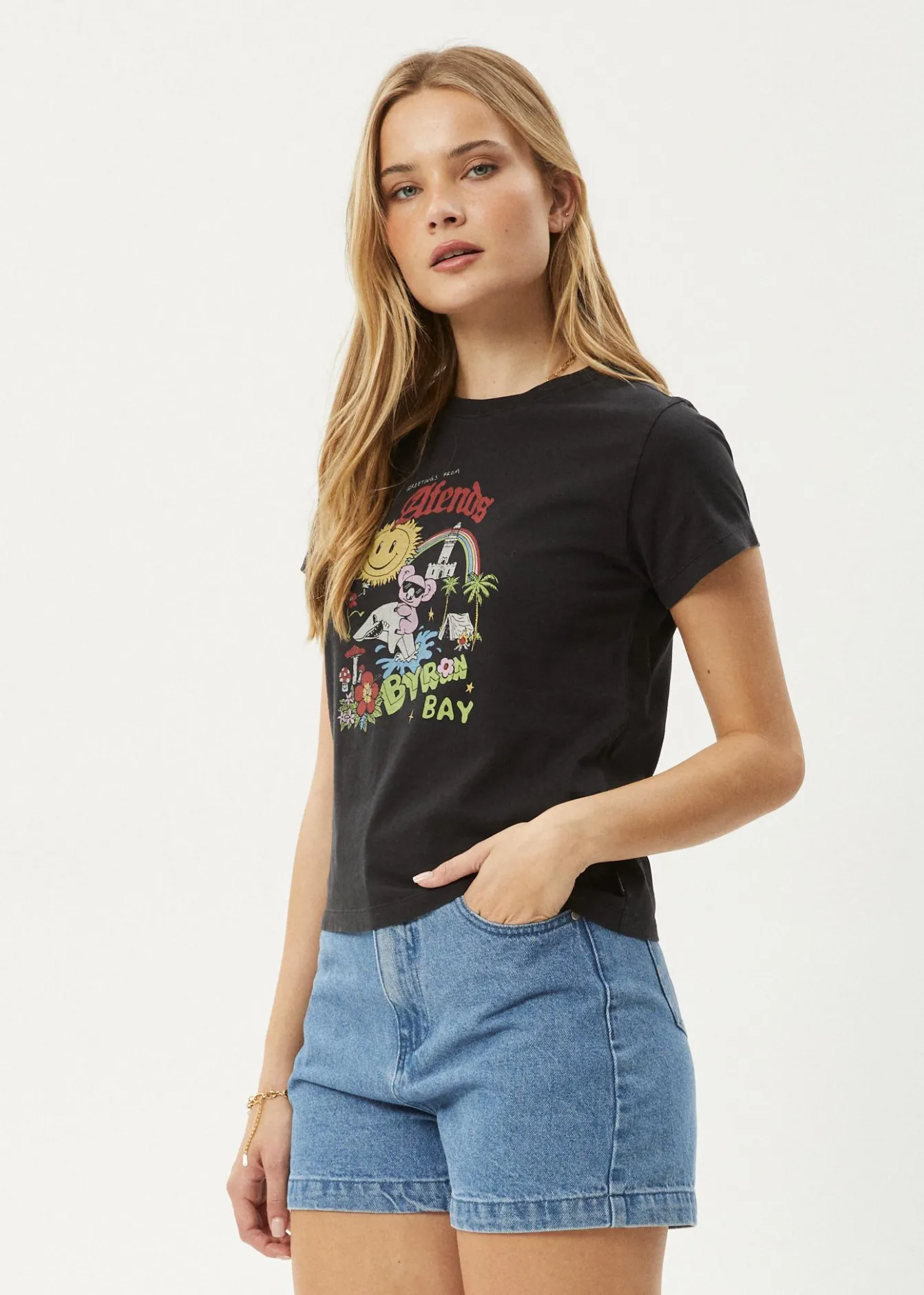 Tees & Shirts<Afends Greetings - Regular Tee Stone Black