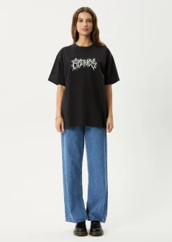 T-Shirts|Tees & Shirts<Afends Heavy Petal - Heavyweight Boxy Tee Stone Black