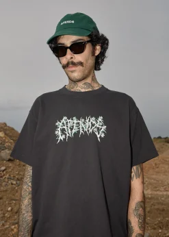 T-Shirts|Tees & Shirts<Afends Heavy Petal - Heavyweight Boxy Tee Stone Black