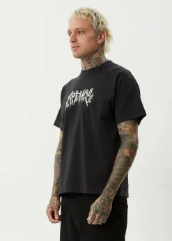 T-Shirts|Tees & Shirts<Afends Heavy Petal - Heavyweight Boxy Tee Stone Black
