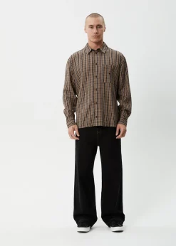 Long Sleeve|Shirts<Afends Hometown  - Long Sleeve Shirt Coffee
