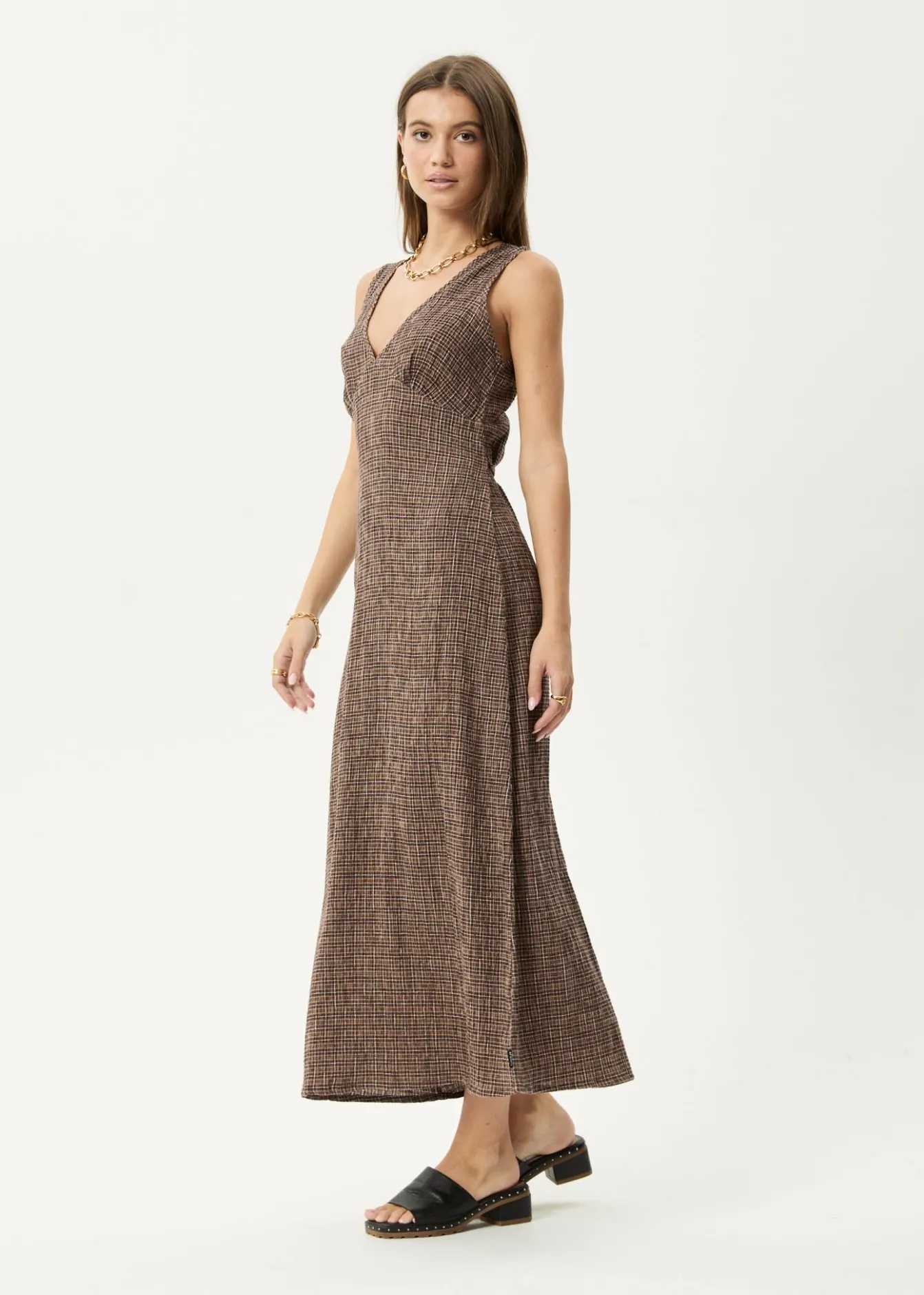 Dresses<Afends Hometown - Seersucker Maxi Dress Coffee