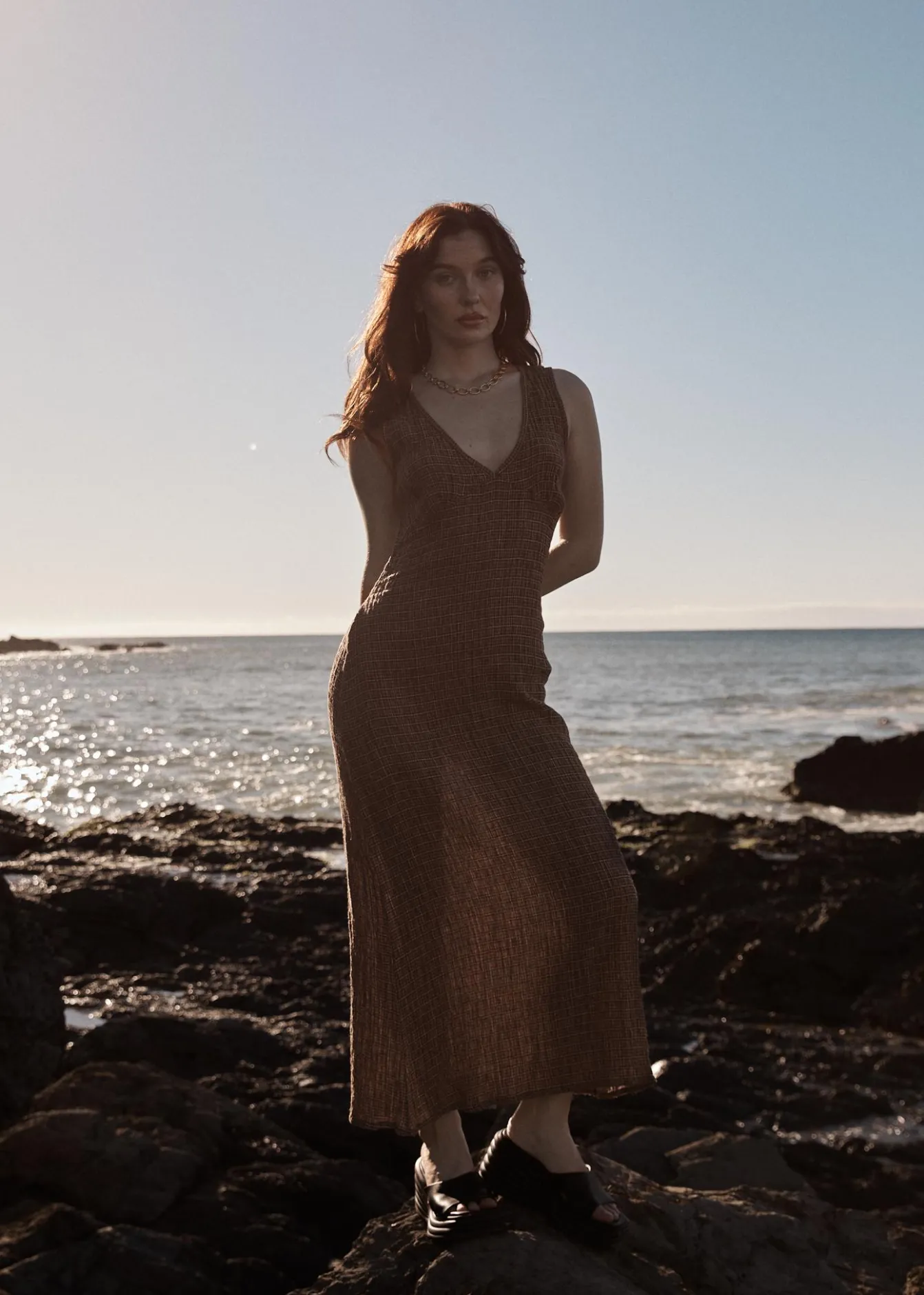 Dresses<Afends Hometown - Seersucker Maxi Dress Coffee