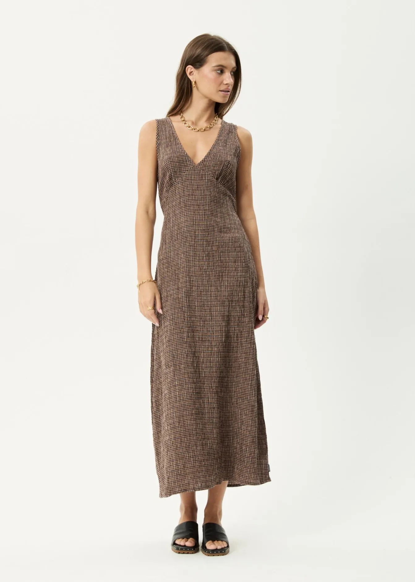Dresses<Afends Hometown - Seersucker Maxi Dress Coffee