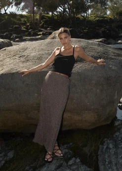 Skirts<Afends Hometown  - Seersucker Maxi Skirt Coffee