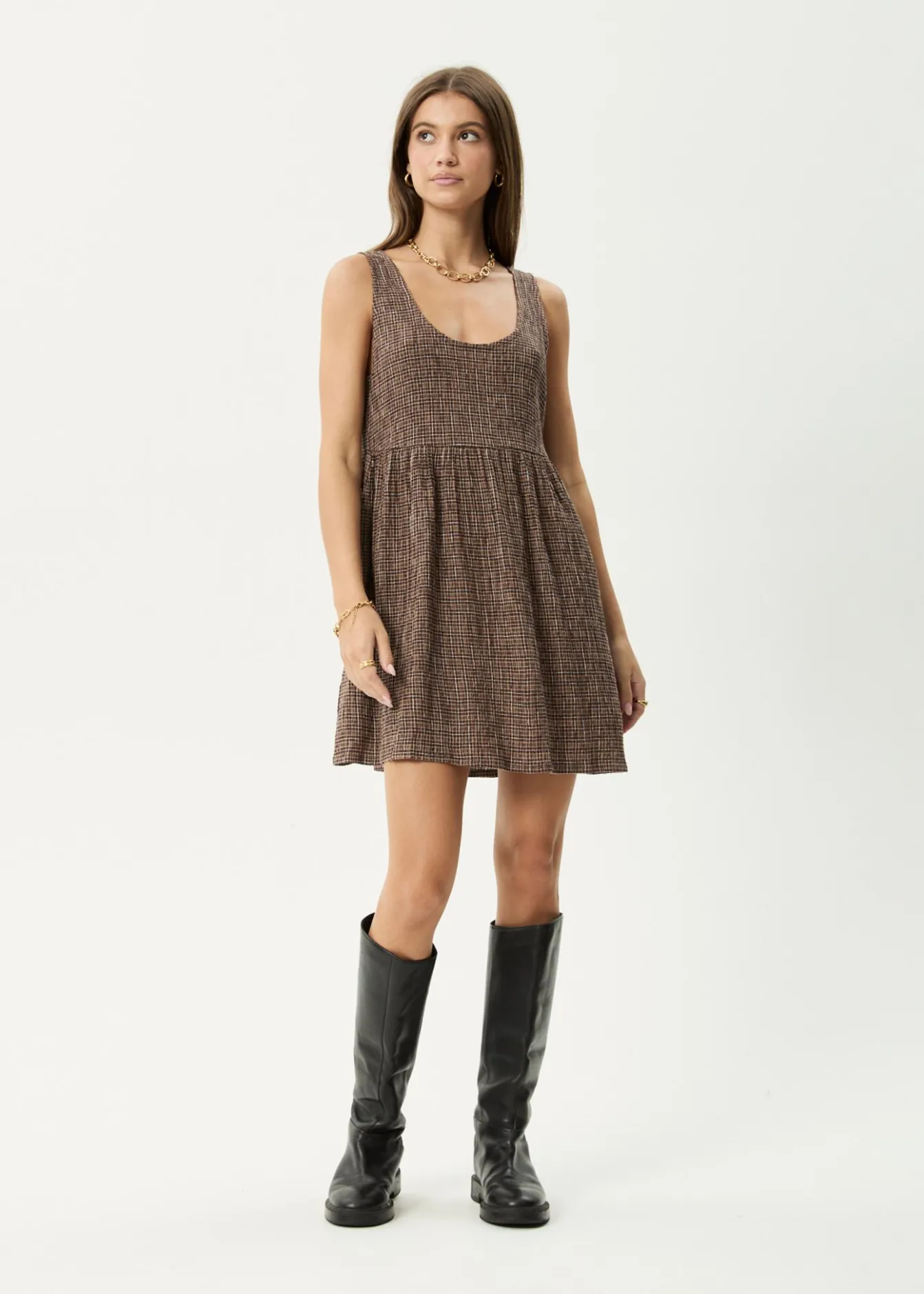 Dresses<Afends Hometown Jesse - Seersucker Mini Dress Coffee