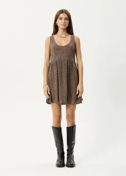 Dresses<Afends Hometown Jesse - Seersucker Mini Dress Coffee