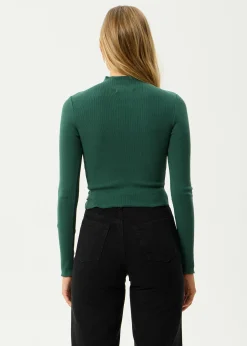 Long Sleeve|Essentials<Afends Iconic  - Long Sleeve Rib Top Hunter Green