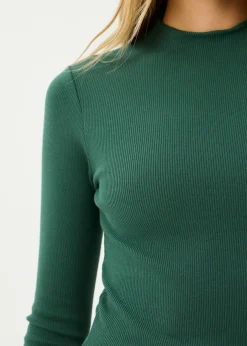 Long Sleeve|Essentials<Afends Iconic  - Long Sleeve Rib Top Hunter Green