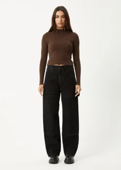 Long Sleeve|Essentials<Afends Iconic  - Long Sleeve Rib Top Coffee