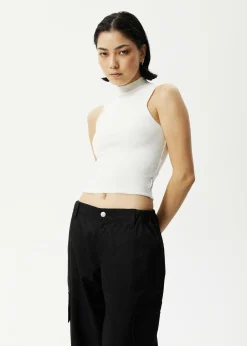 Essentials|Sleeveless<Afends Iconic  - Rib High Neck Tank Off White