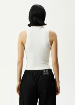 Essentials|Sleeveless<Afends Iconic  - Rib High Neck Tank Off White