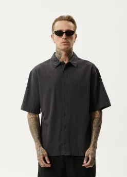 Shirts<Afends Intergalactic - Short Sleeve Shirt Black Stripe