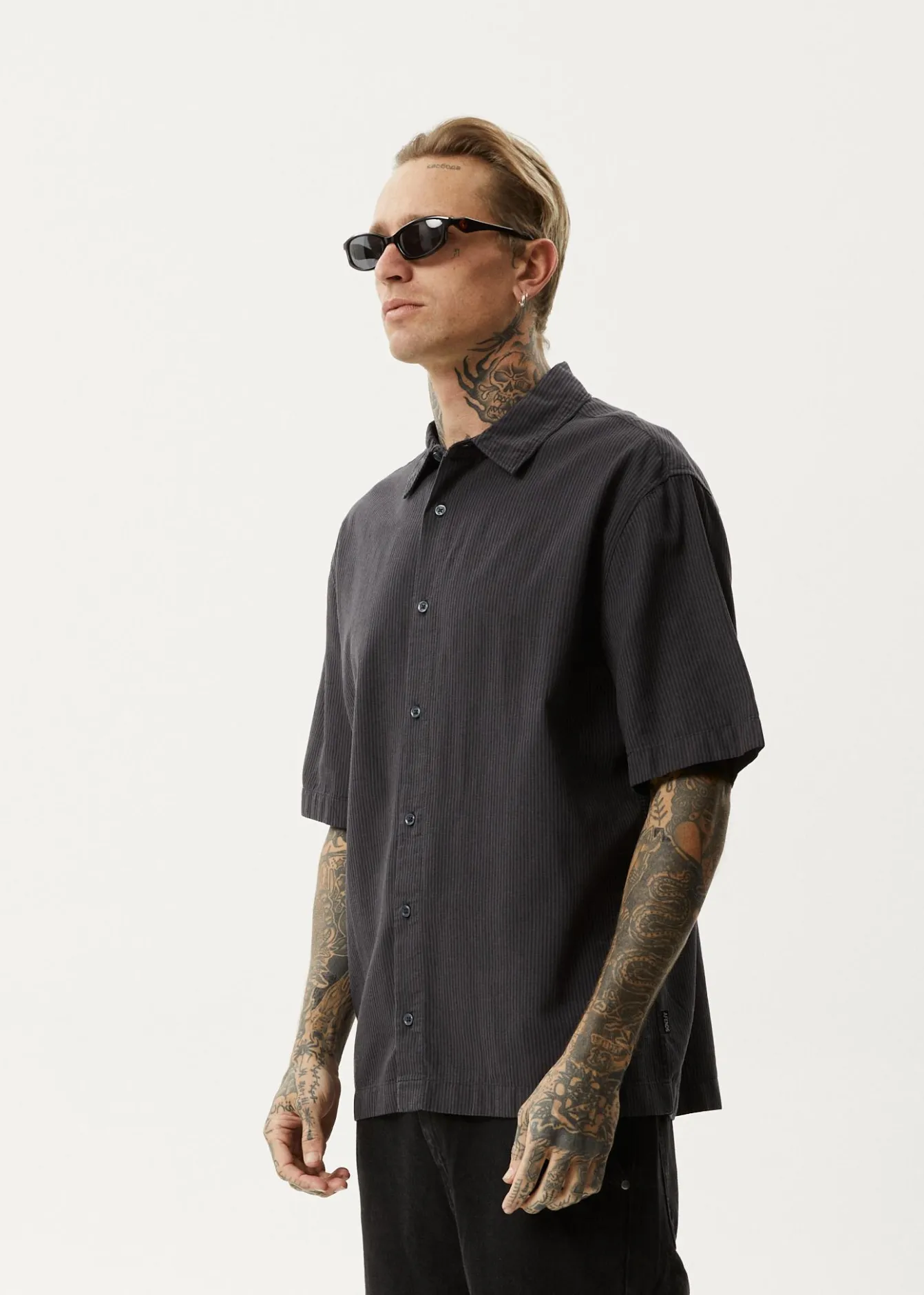 Shirts<Afends Intergalactic - Short Sleeve Shirt Black Stripe