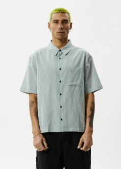 Shirts|Tees & Shirts<Afends Intergalactic  - Short Sleeve Shirt Emerald Stripe