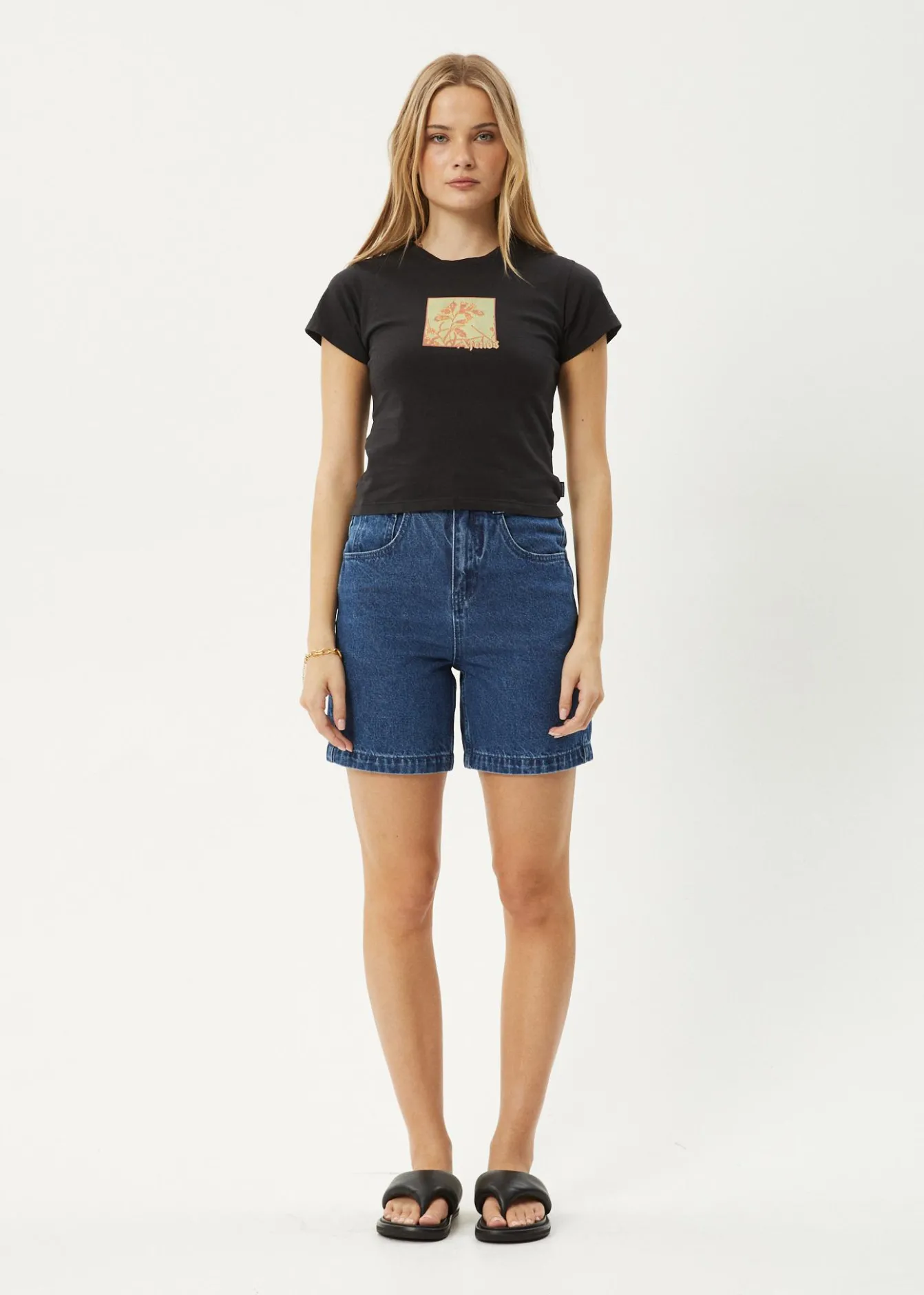 Tees & Shirts<Afends Ivy - Recyled Baby Tee Stone Black