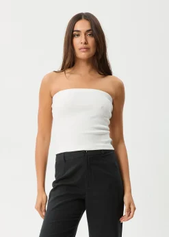 Sleeveless|Essentials<Afends Jamie  - Rib Tube Top White