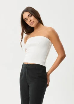 Sleeveless|Essentials<Afends Jamie - Rib Tube Top White