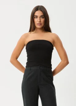 Sleeveless|Essentials<Afends Jamie  - Rib Tube Top Black