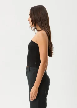Sleeveless|Essentials<Afends Jamie  - Rib Tube Top Black