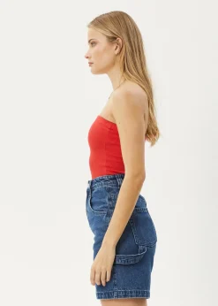 Sleeveless|Essentials<Afends Jamie  - Rib Tube Top Tomato