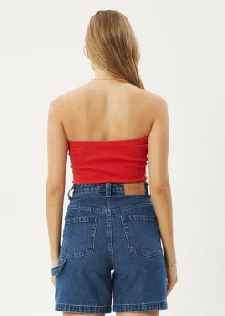 Sleeveless|Essentials<Afends Jamie  - Rib Tube Top Tomato