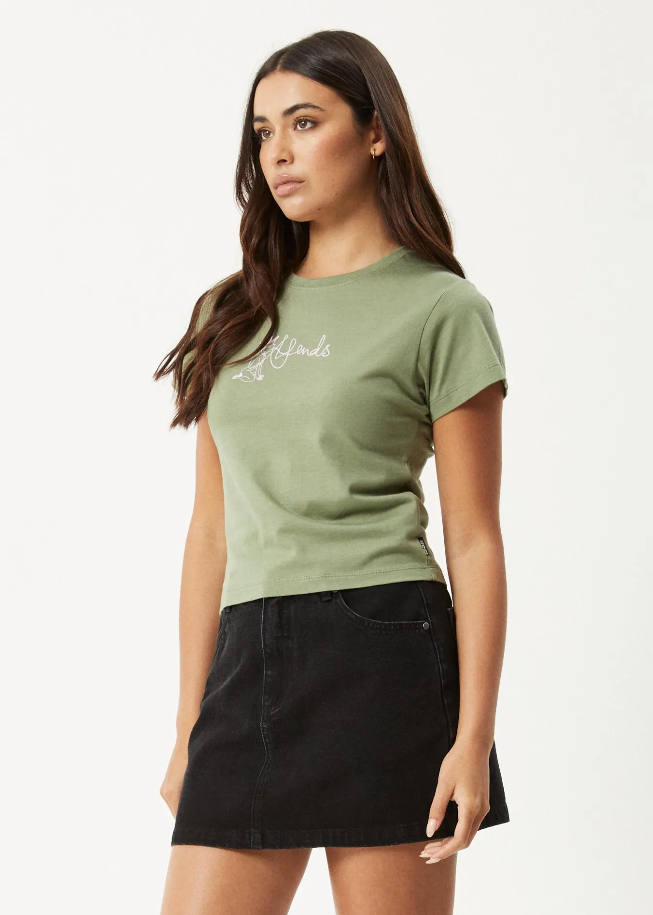 Tees & Shirts<Afends Karlee - Baby Tee Oil Green