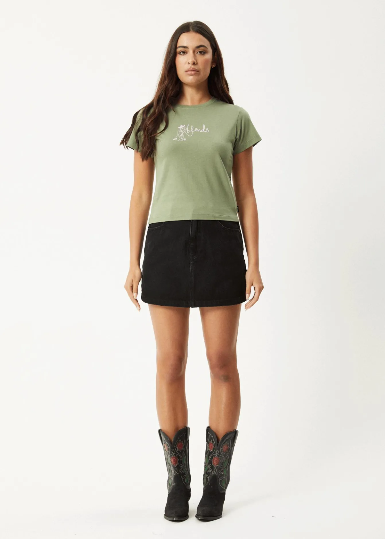 Tees & Shirts<Afends Karlee - Baby Tee Oil Green