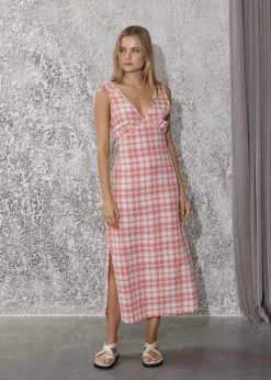 Dresses<Afends Kayla  - Check Maxi Dress Pink Check