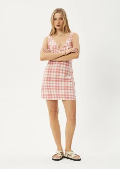 Dresses<Afends Kayla  - Check Mini Dress Pink Check