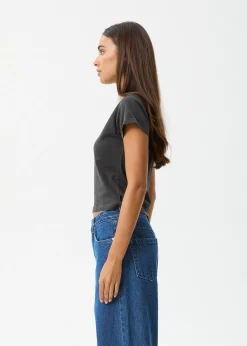 Tees & Shirts<Afends Keyhole  - Baby Tee Stone Black
