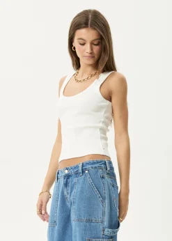 Sleeveless|Essentials<Afends Layden - Rib Singlet White