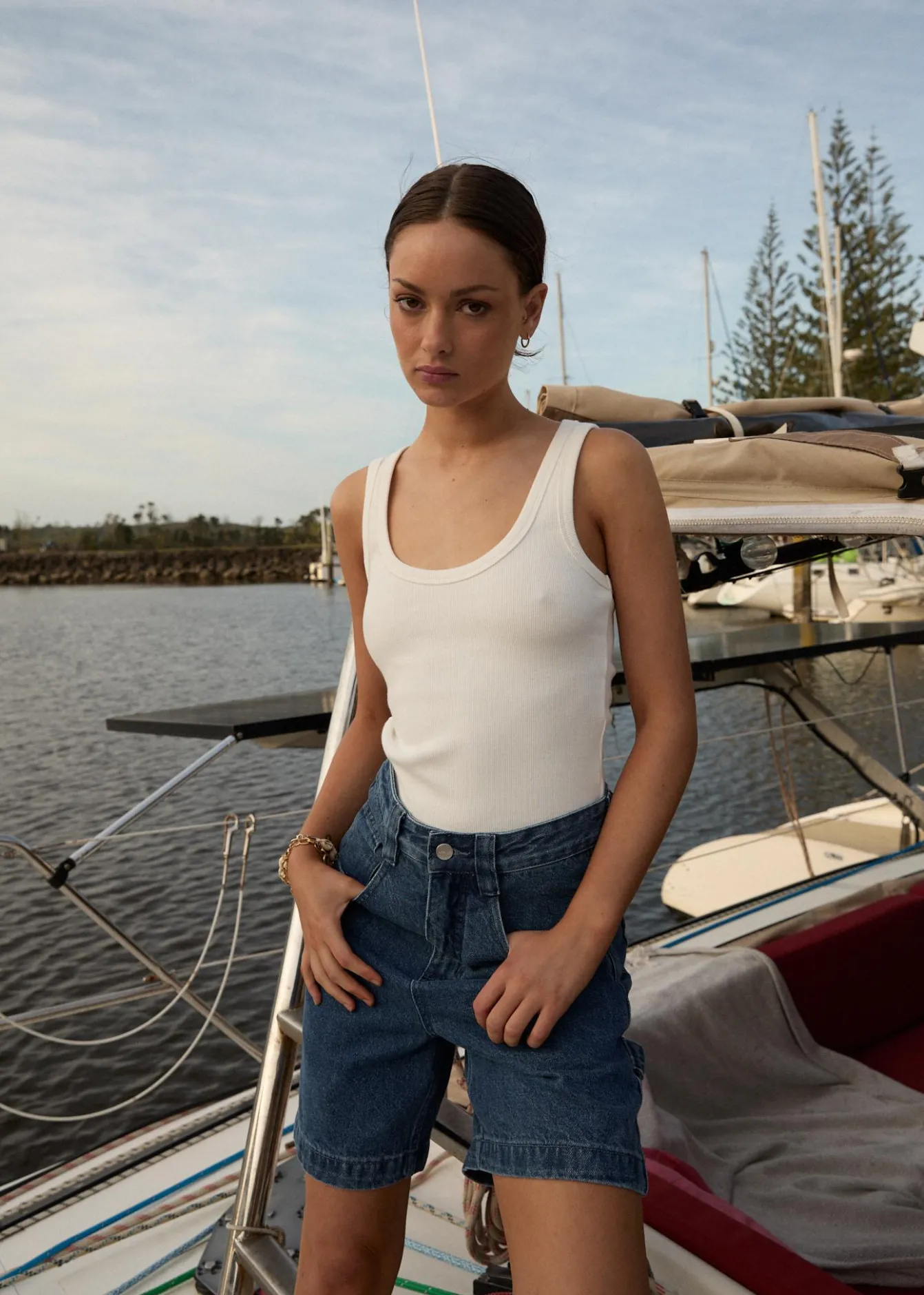 Sleeveless|Essentials<Afends Layden - Rib Singlet White
