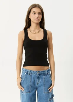 Sleeveless|Essentials<Afends Layden  - Rib Singlet Black