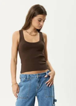 Sleeveless|Essentials<Afends Layden  - Rib Singlet Coffee