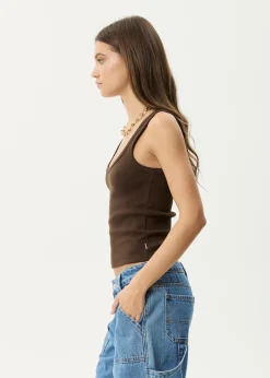 Sleeveless|Essentials<Afends Layden  - Rib Singlet Coffee