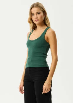 Sleeveless|Essentials<Afends Layden - Rib Singlet Hunter Green
