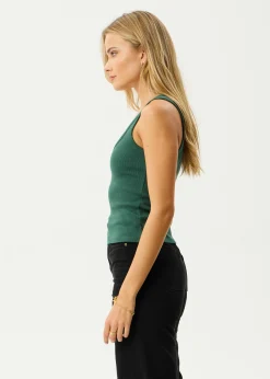 Sleeveless|Essentials<Afends Layden - Rib Singlet Hunter Green