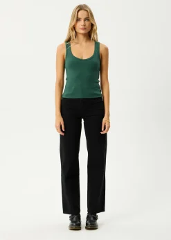 Sleeveless|Essentials<Afends Layden - Rib Singlet Hunter Green