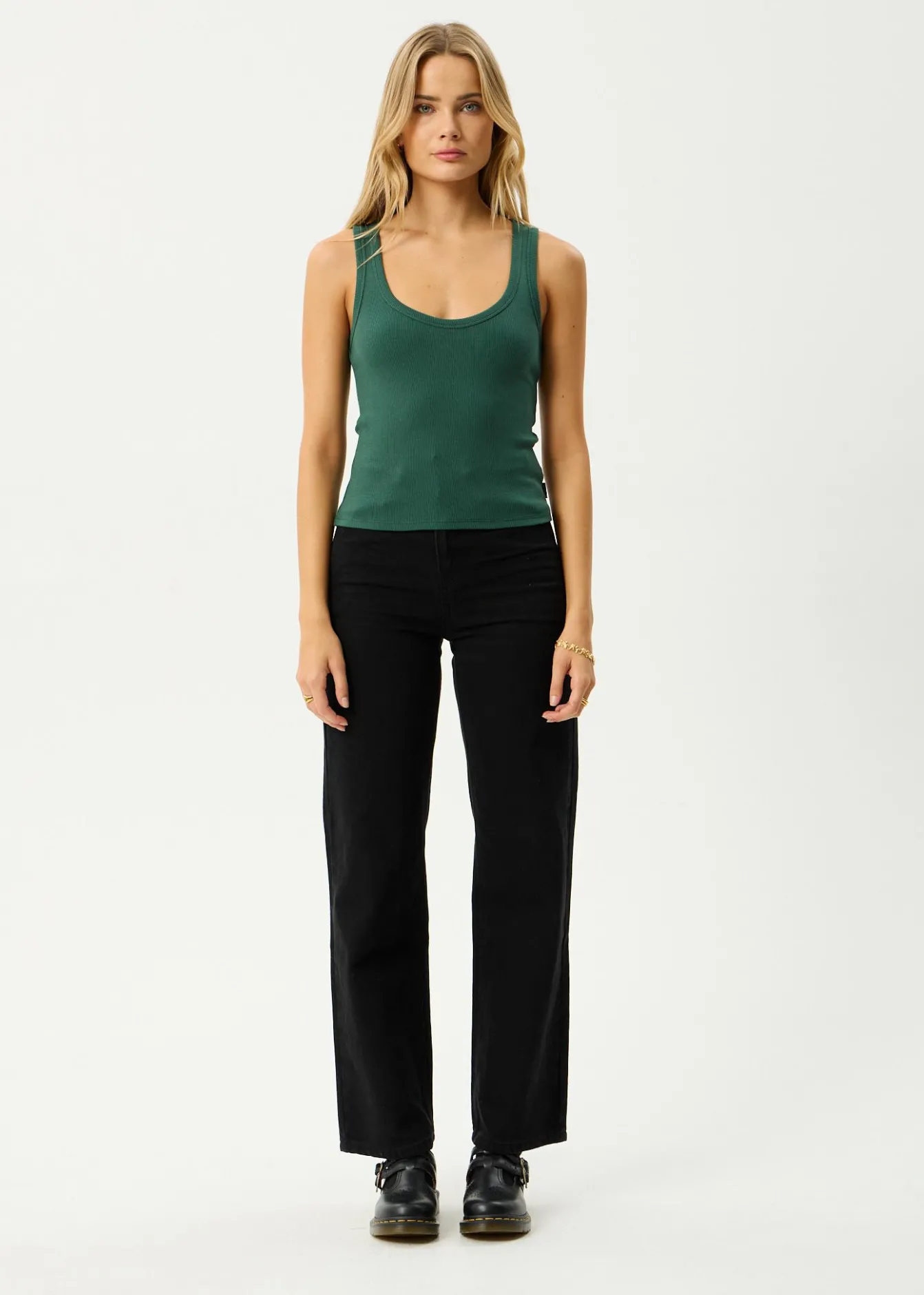 Sleeveless|Essentials<Afends Layden - Rib Singlet Hunter Green