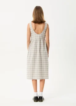 Dresses<Afends Leo  - Seersucker Midi Dress Coffee / White
