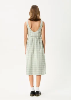 Dresses<Afends Leo  - Seersucker Midi Dress Green / White