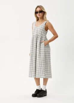 Dresses<Afends Leo  - Seersucker Midi Dress Black / White